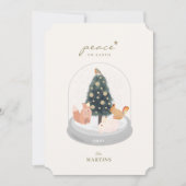 Woodland Animals Snow Globe Gold Weihnachtskarte Einladung (Vorderseite)