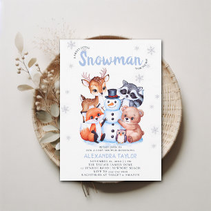 Woodland Animals Snowman Winter Boy Baby Dusche Einladung