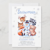 Woodland Animals Snowman Winter Boy Baby Dusche Einladung (Vorderseite)