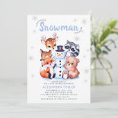 Woodland Animals Snowman Winter Boy Baby Dusche Einladung (Stehend Vorderseite)