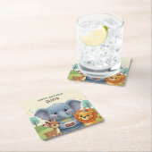 Woodland Animals Storybook Birthday Rechteckiger Pappuntersetzer (Vor Ort)