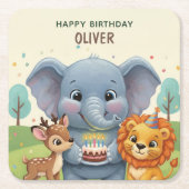 Woodland Animals Storybook Birthday Rechteckiger Pappuntersetzer (Vorderseite)