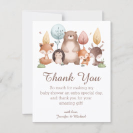 woodland animals thank you baby shower stylish mitteilungskarte