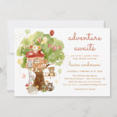 Woodland Animals Tree House Adventure Baby Shower Einladung (Vorderseite)