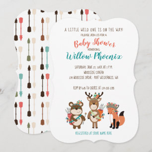 Woodland Animals Tribal Boho Kinderdusche einladen Einladung