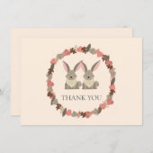 Woodland Animals Twins Vielen Dank Dankeskarte (Vorne/Hinten)