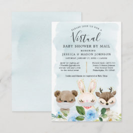 Woodland Animals Virtual Baby Dusche laden Junge e Einladung