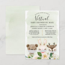 Woodland Animals Virtual Baby Dusche lädt Green ei
