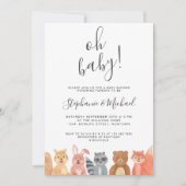 Woodland Animals Wasserfarbe Paare Kinderdusche Einladung (Vorderseite)