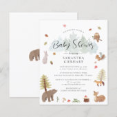 Woodland Animals Watercolor Kinderdusche Einladung (Vorne/Hinten)