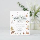 Woodland Animals Watercolor Kinderdusche Einladung (Stehend Vorderseite)