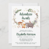 Woodland Animals Watercolor Winter Baby Dusche Einladung (Vorderseite)