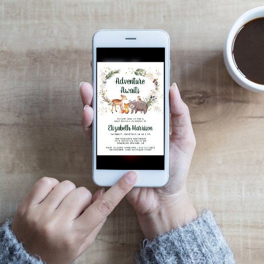 Woodland Animals Watercolor Winter Baby Dusche Einladung