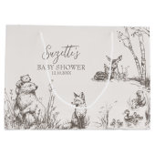 Woodland Animals Whimsical Winter Baby Dusche Große Geschenktüte (Rückseite)