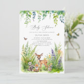 Woodland Animals Wild One Baby Dusche Einladung (Stehend Vorderseite)
