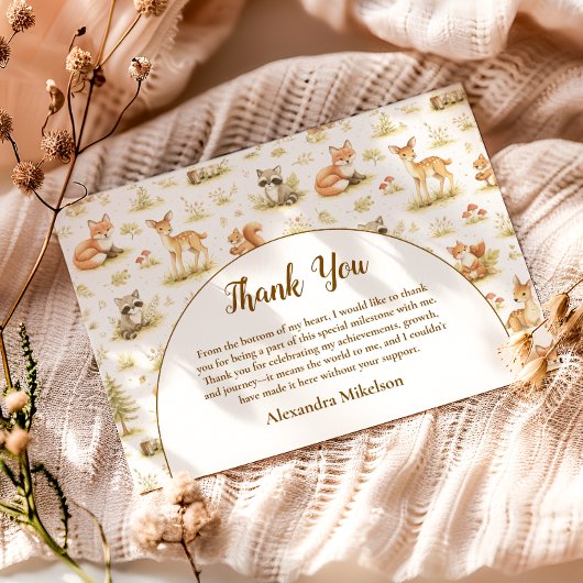 Woodland Animals Wild One Birthday Dankeskarte