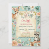 Woodland Animals Wild One Birthday Invitation Einladung (Vorderseite)