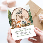 Woodland Animals Wild One Birthday Party Einladung