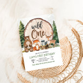 Woodland Animals Wild One Birthday Party Einladung