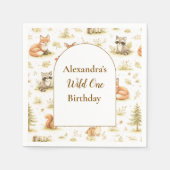Woodland Animals Wild One Birthday Serviette (Vorderseite)