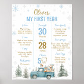 Woodland Animals Winter 1st Birthday Milestone Poster (Vorne)