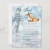 Woodland Animals Winter Baby Dusche Word Scramble Einladung (Vorderseite)