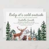 Woodland Animal's Winter Baby Shower Einladung (Vorderseite)