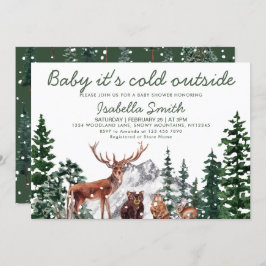 Woodland Animal's Winter Baby Shower Einladung