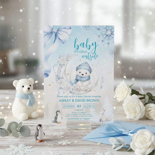 woodland animals winter Bear snowflake baby shower Einladung