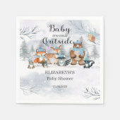 Woodland Animals Winter Blue Boy Baby Dusche Serviette (Vorderseite)