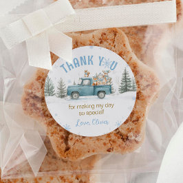 Woodland Animals Winter Forest Birthday Runder Aufkleber