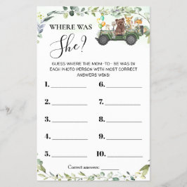 Woodland Animals Wo war Mama Showgame Card Flyer