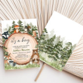 Woodland Animals Wood Slice Baby Dusche Einladung