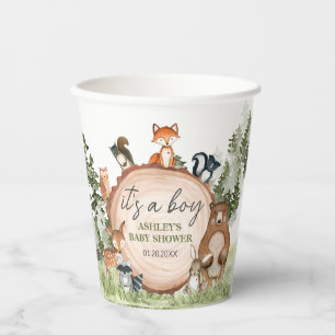 Woodland Animals Wood Slice Baby Dusche Pappbecher