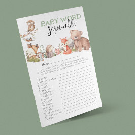 Woodland Animals 'Word Scramble' Baby Showspiel