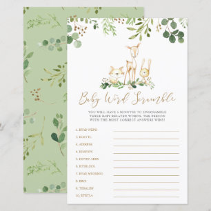 Woodland Animals Word Scramble Baby Showspiel