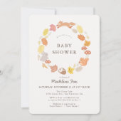 Woodland Animals Wreath Baby Dusche Einladung (Vorderseite)