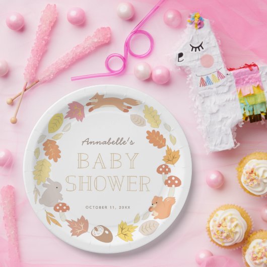 Woodland Animals Wreath Fall Baby Dusche Pappteller (Party)