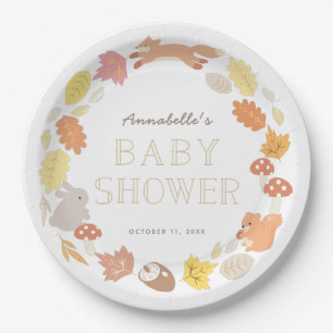 Woodland Animals Wreath Fall Baby Dusche Pappteller