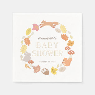 Woodland Animals Wreath Fall Baby Dusche Serviette