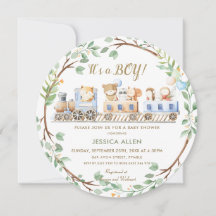 Woodland Animals Züge Grünpflanzen Kinderdusche  