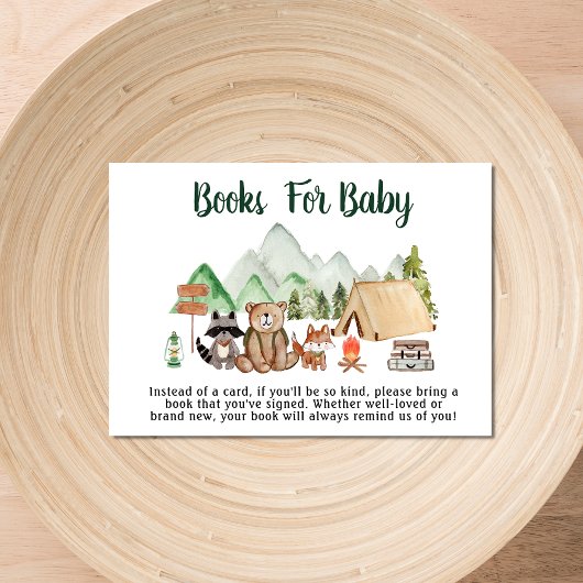 Woodland Animations Camping Bücher für Babydusche Begleitkarte