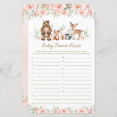 Woodland Animes Blush Floral Baby Name Race Game (Vorne/Hinten)