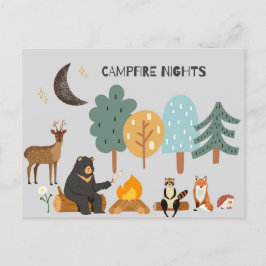 Woodland Animes Campfire Nächte Postkarte