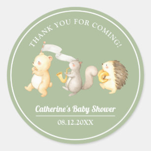 Woodland Animes Danke Baby Shower Stickers