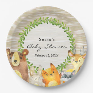 Woodland Aninal Baby Shower Plate Pappteller
