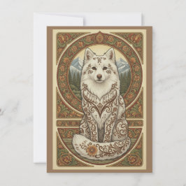 Woodland Arctic Fox Nordic Folk Art Flat Thank You Dankeskarte