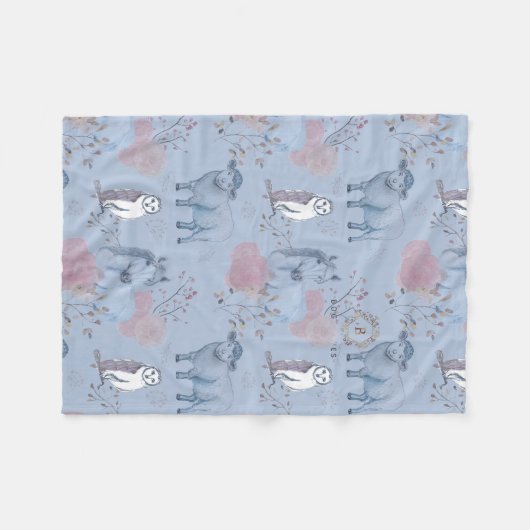 Woodland Art Baby Blanket Fleecedecke (Vorderseite (Horizontal))