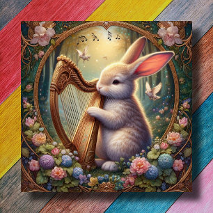 Woodland Art Nouveau Floral Bunny Oster Feiertagskarte