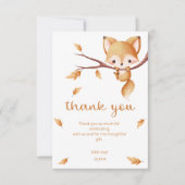 Woodland Autumn Baby Fox Babydusche Dankeskarte (Vorderseite)